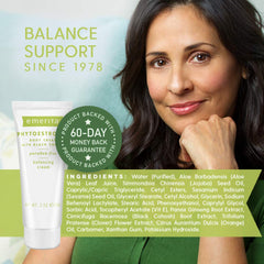 Emerita phytoestrogen body cream texture close-up shows rich absorption.