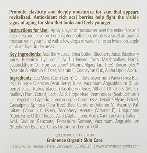 Acai berry juice and antioxidants in Eminence formulation for protection