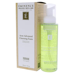 Eminence Acne Advanced Cleansing Foam hands applying the foam for gentle cleansing