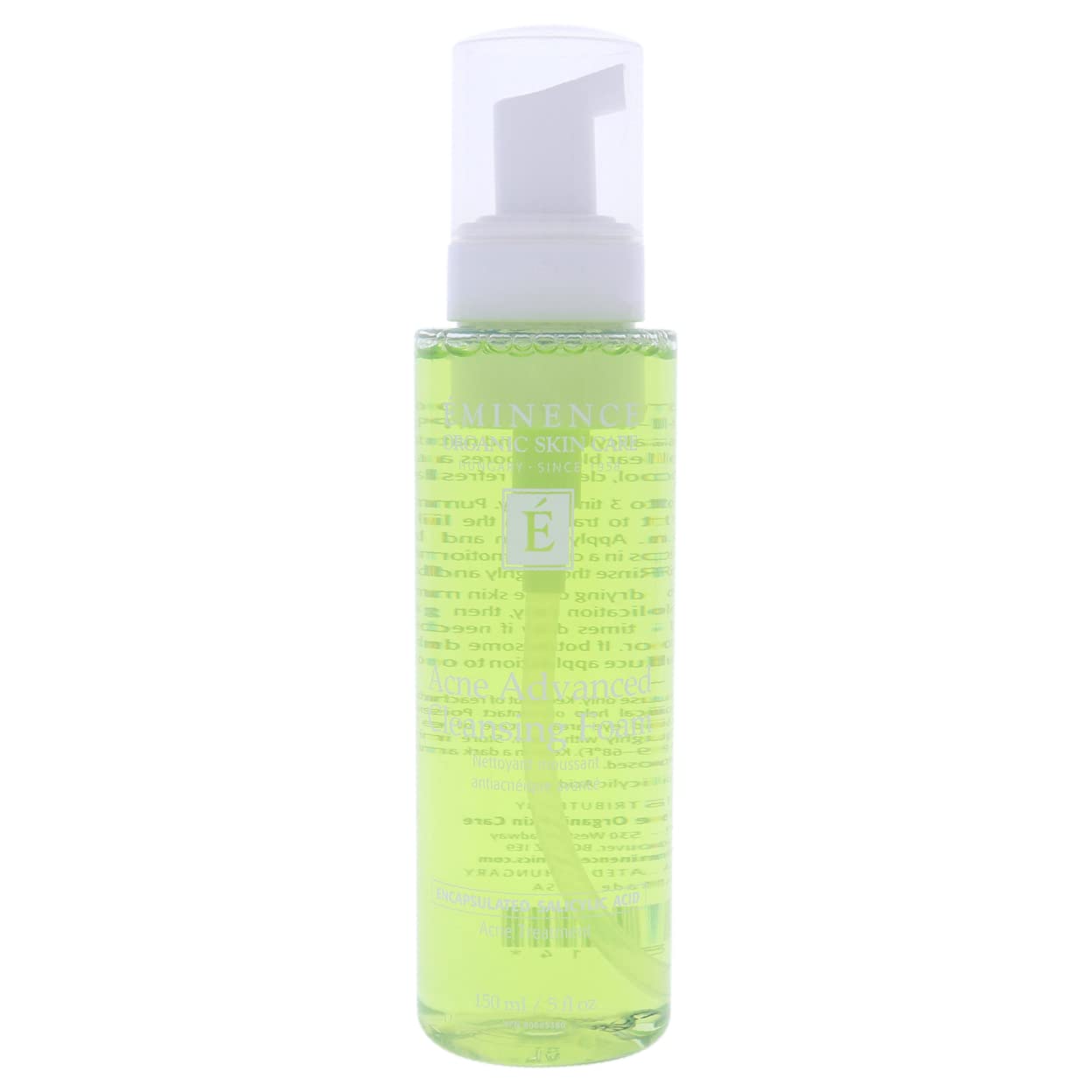 Eminence Acne Advanced Cleansing Foam texture close-up highlighting airy foam for oil balance