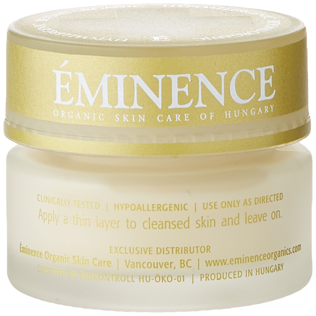 Eminence Apricot Calendula Nourishing Cream ingredients board features flax, cocoa butter, and yarrow