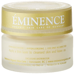 Eminence Apricot Calendula Nourishing Cream ingredients board features flax, cocoa butter, and yarrow