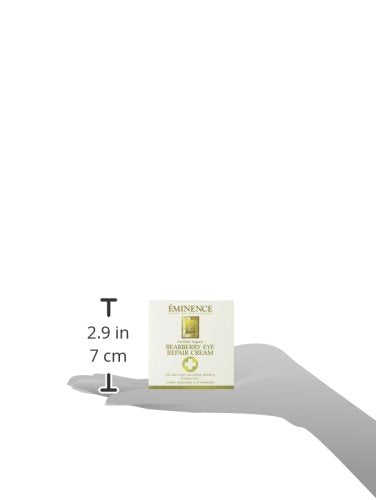 Closeup of Eminence Bearberry Eye Repair Cream jar captures premium packaging