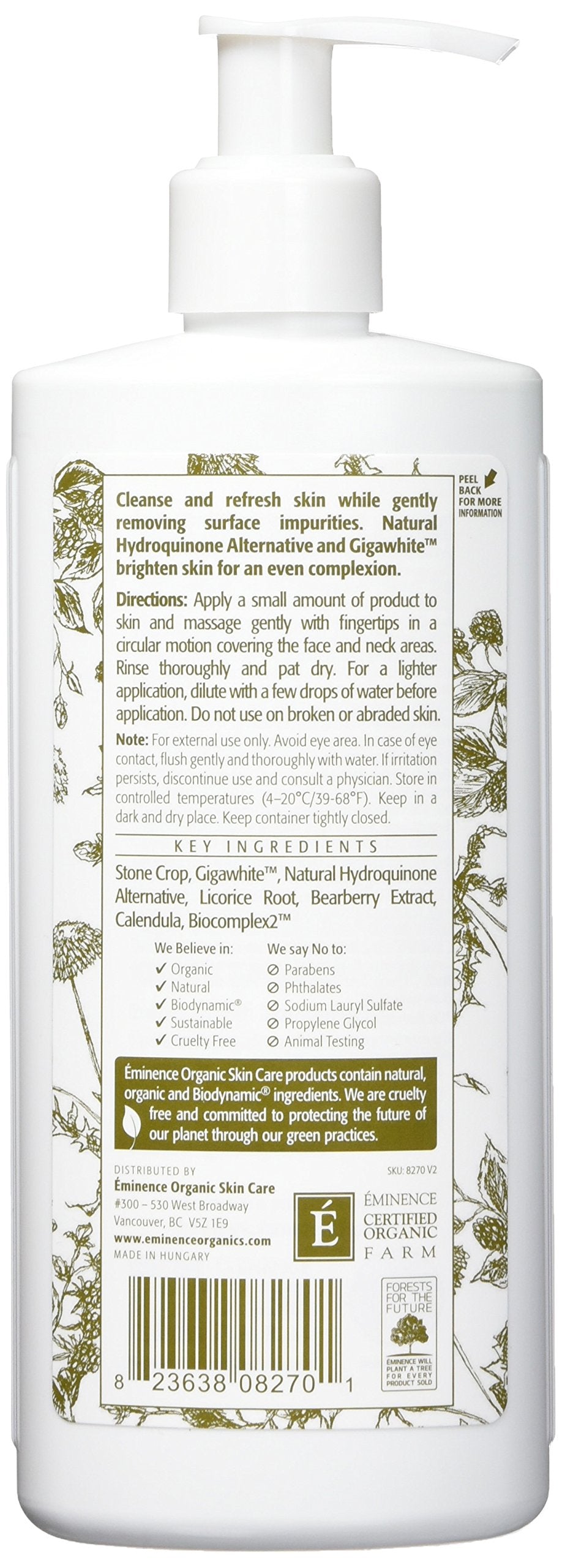 Eminence Bright Skin Cleanser foam-lather highlights luxurious texture for everyday cleaning.