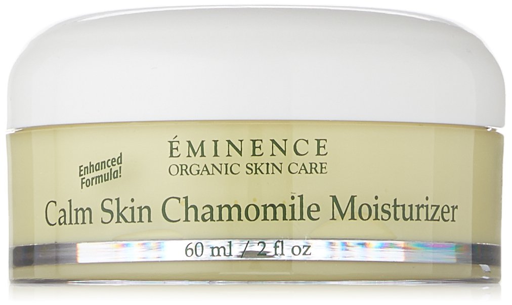 Eminence Calm Skin Moisturizer bottle cap closeup for hydrating, soothing skin.