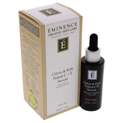 Eminence Citrus and Kale Potent C Plus E Serum packaging angled shot for daily use