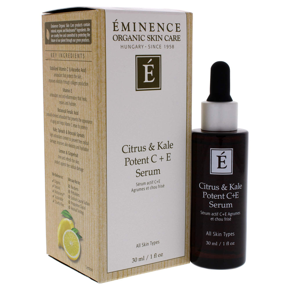 Close-up of Eminence serum texture showing lightweight absorption