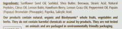 Eminence Citrus Lip Balm ingredients include lemon balm and papaya for gentle exfoliation.