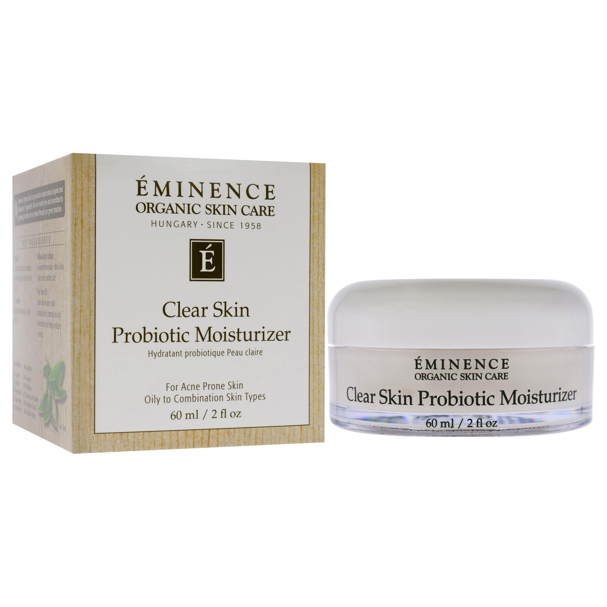 Eminence Clear Skin Probiotic Moisturizer ingredients closeup with probiotics