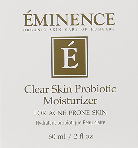 Eminence Clear Skin Probiotic Moisturizer jar close-up showing creamy texture.