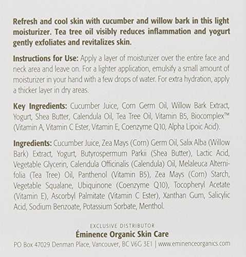 Eminence Clear Skin Probiotic Moisturizer texture swirled on palm.