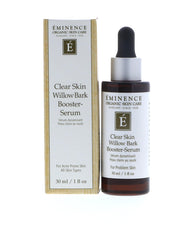 Eminence Clear Skin Willow Bark Booster bottle showcases soothing willow bark and tea tree oil for skin support