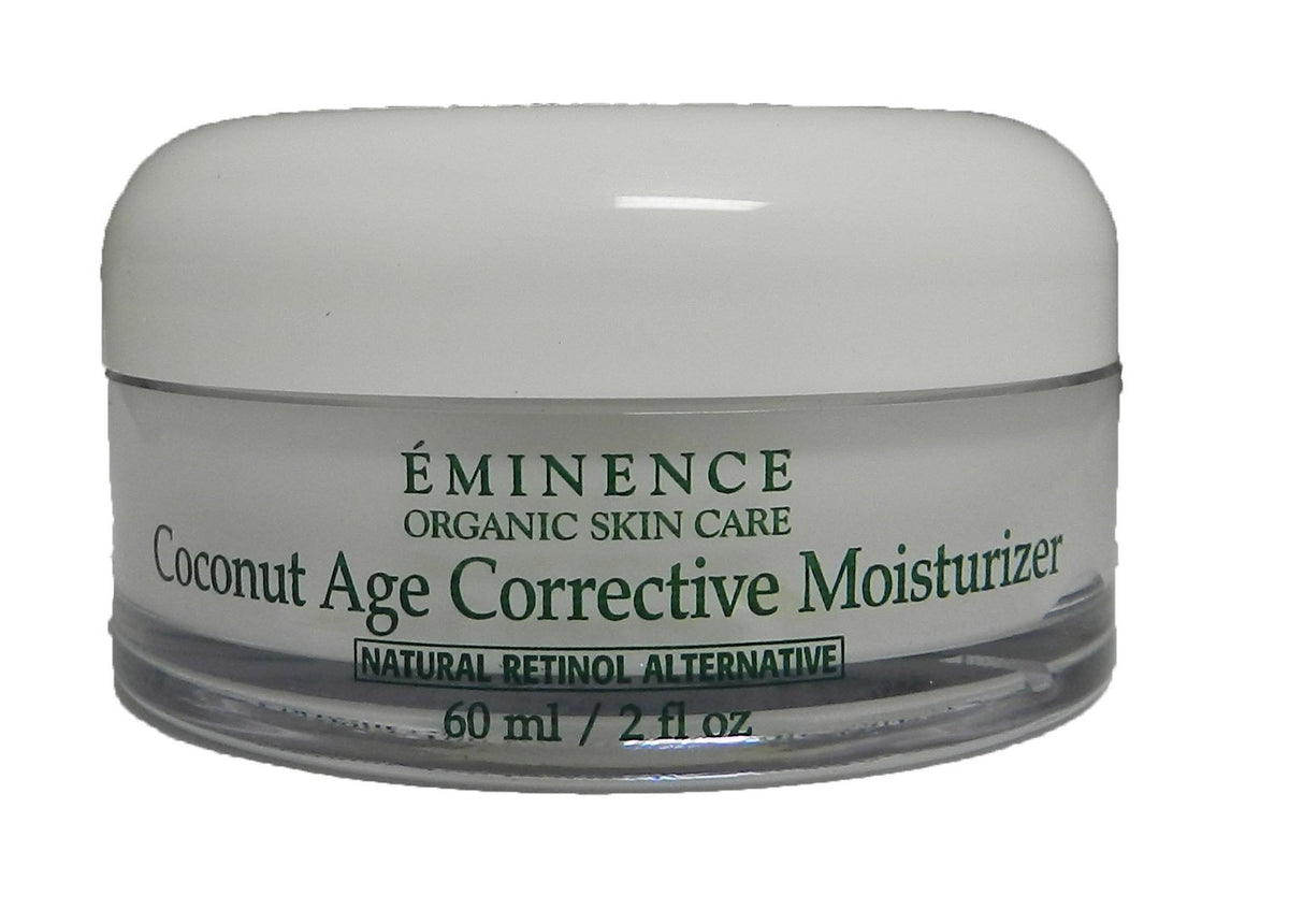 Eminence Coconut Age Corrective Moisturizer jar closeup; creamy texture for hydration and firmness