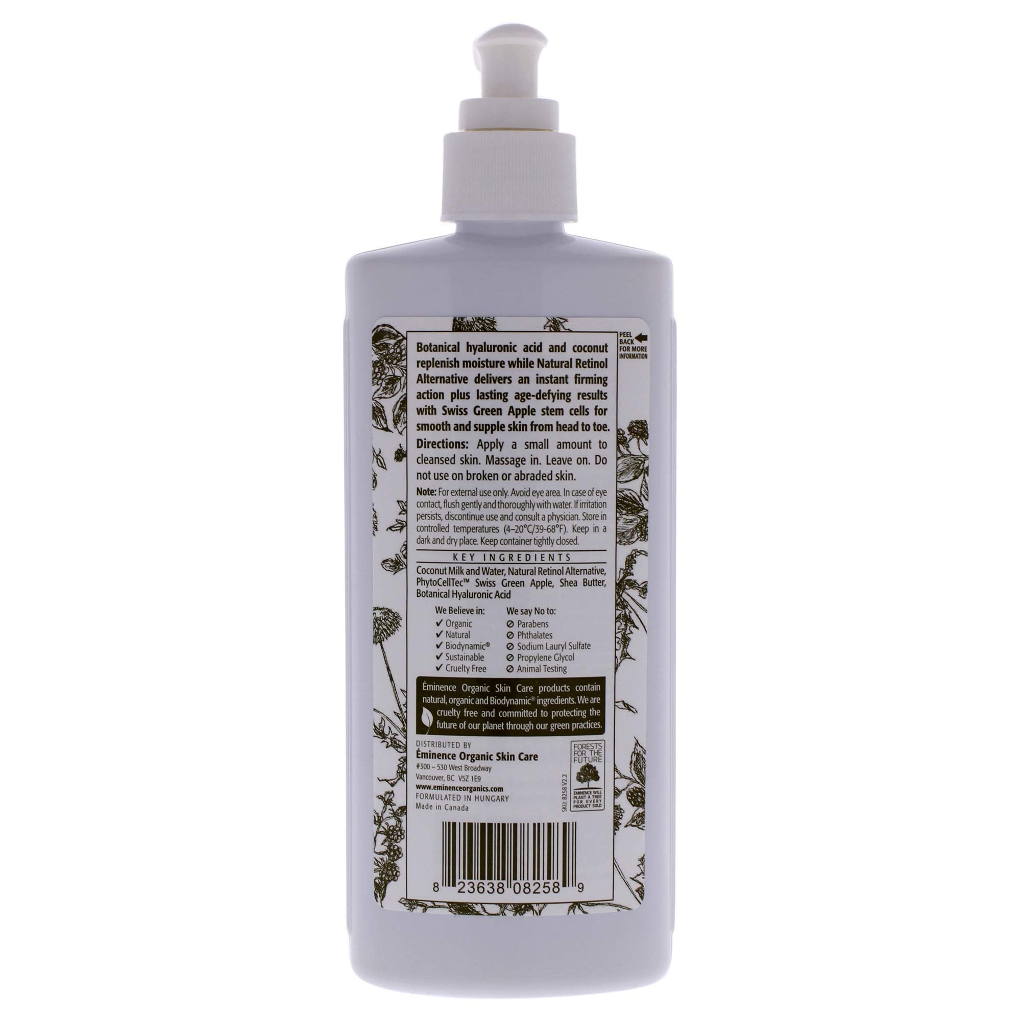 Eminence Coconut Firming Body Lotion texture showing rich moisture and daily nourishment.