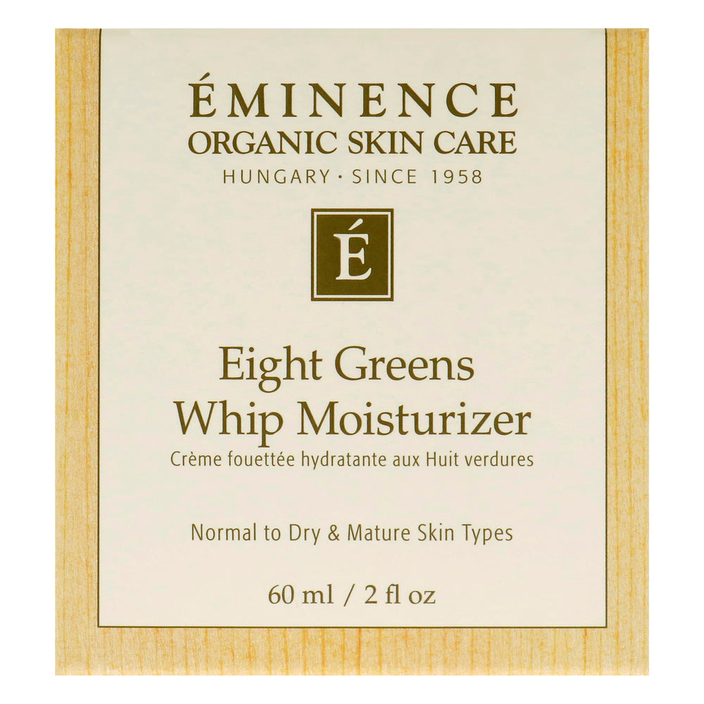 Ingredients visual of Eminence Eight Greens Whip Moisturizer highlights greens.