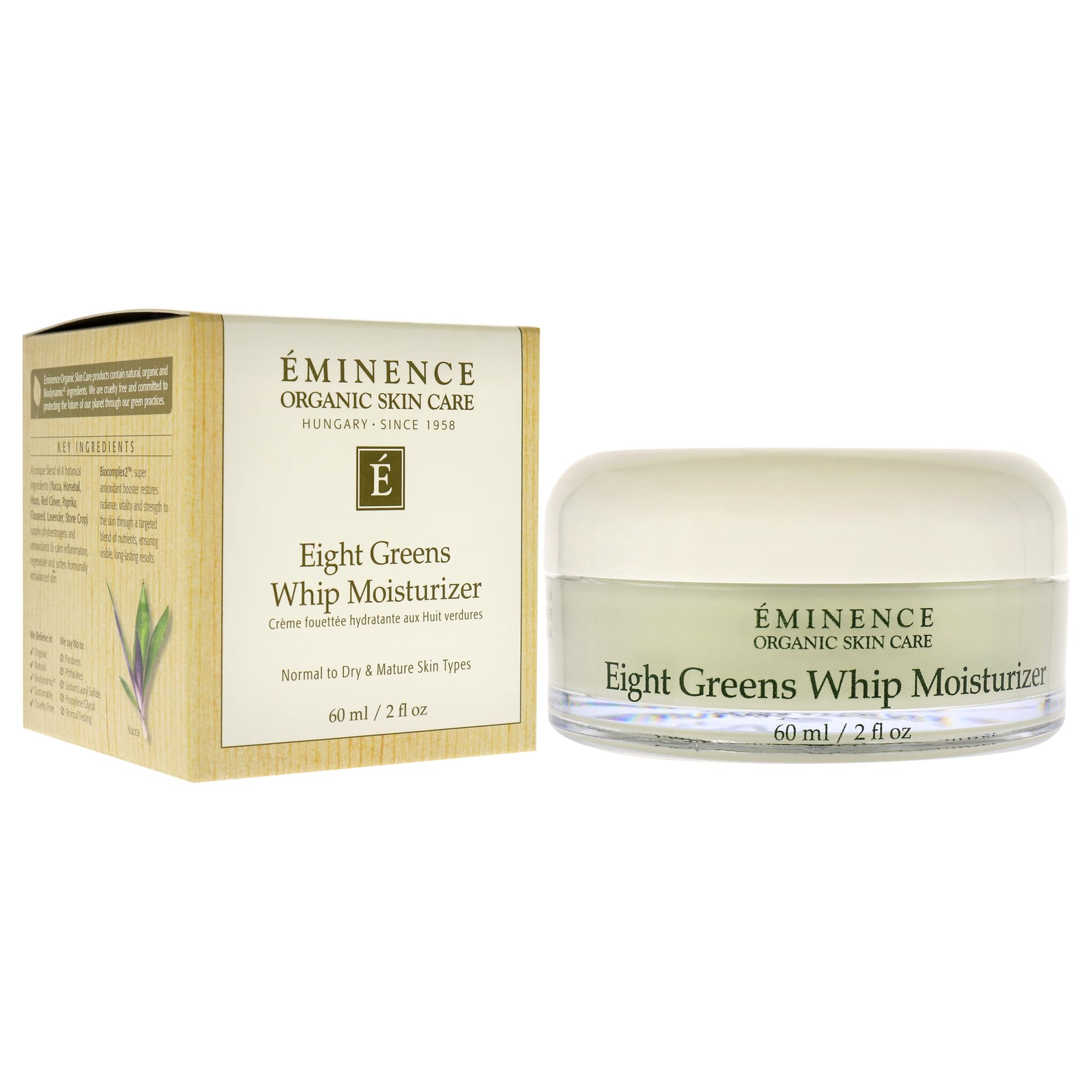 Open Eminence Eight Greens Whip Moisturizer jar ready for daily use.