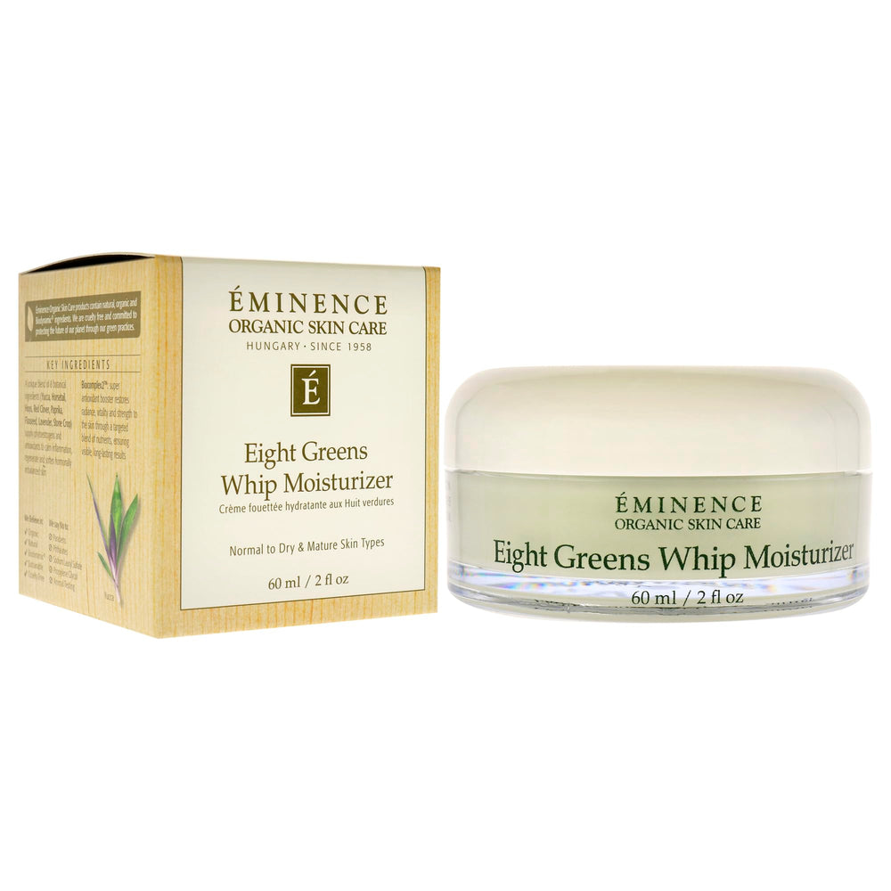 Open Eminence Eight Greens Whip Moisturizer jar ready for daily use.
