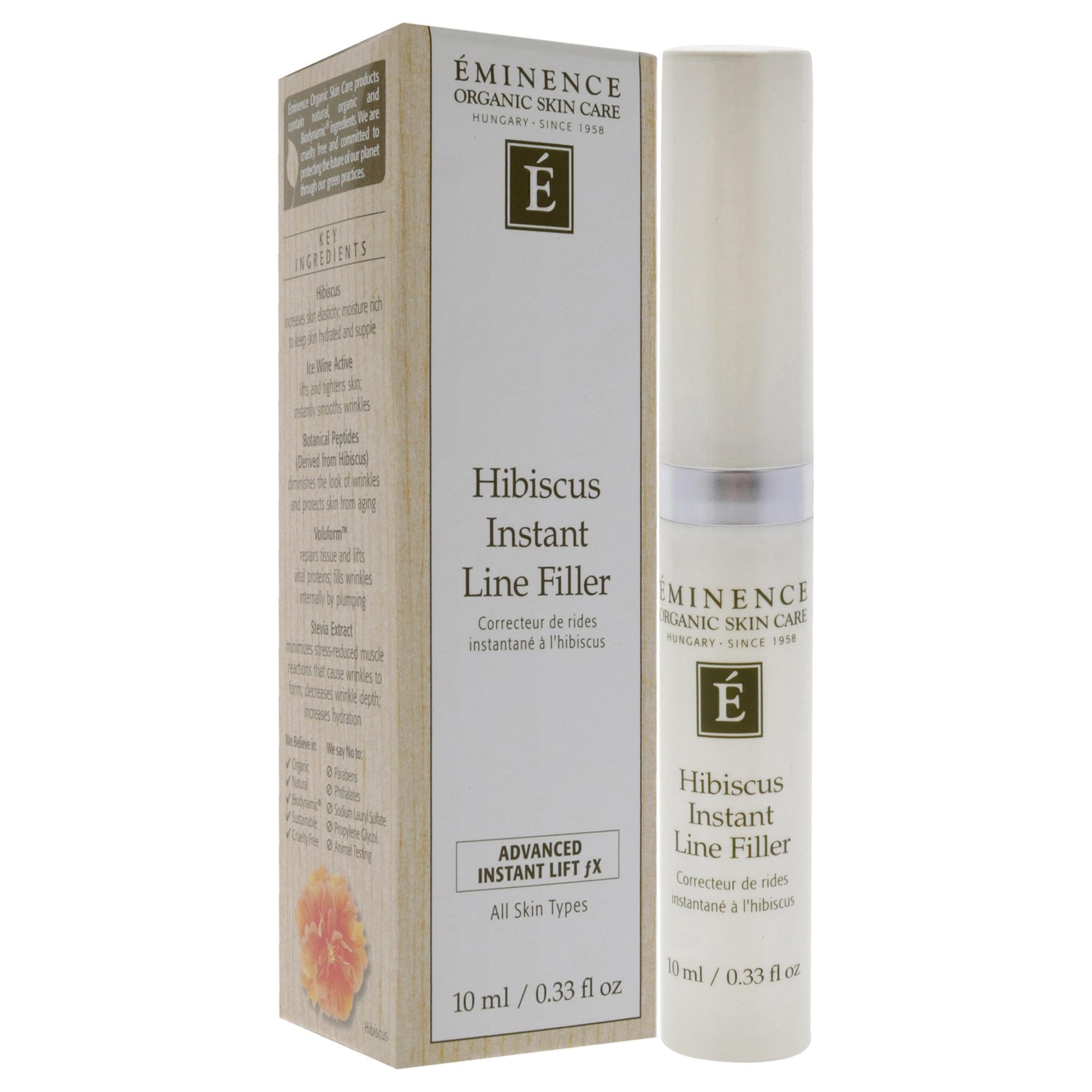 Eminence Hibiscus Instant Line Filler curved tip applicator for targeted smoothing