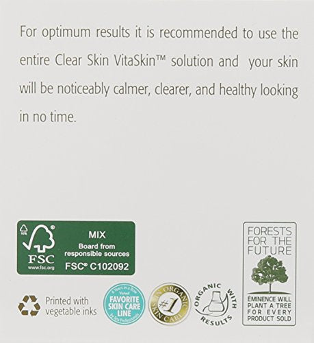 Eminence ingredients cucumber tea tree notes highlight fresh aroma.