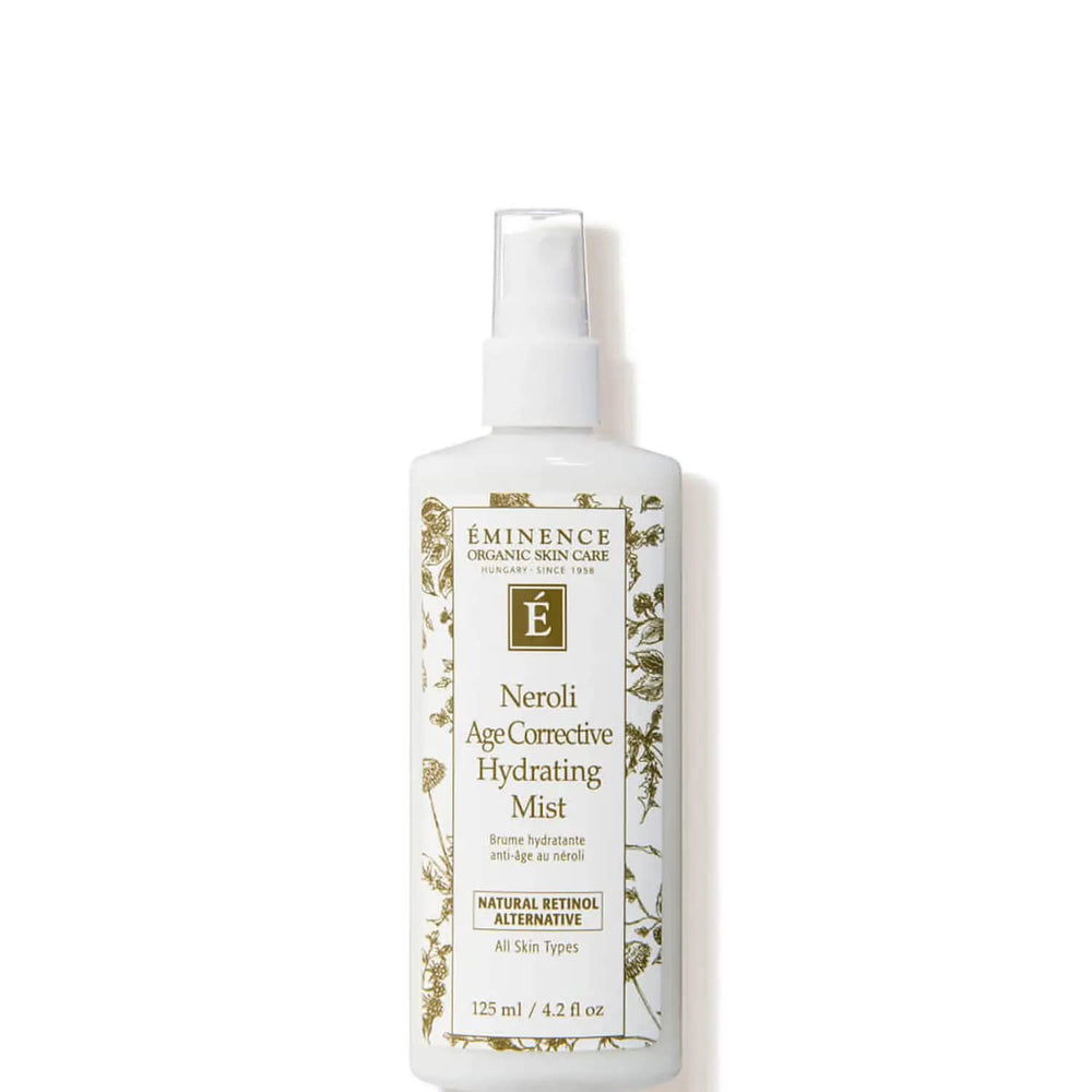 Eminence Neroli Hydrating Mist spray application for on-the-go refreshment.