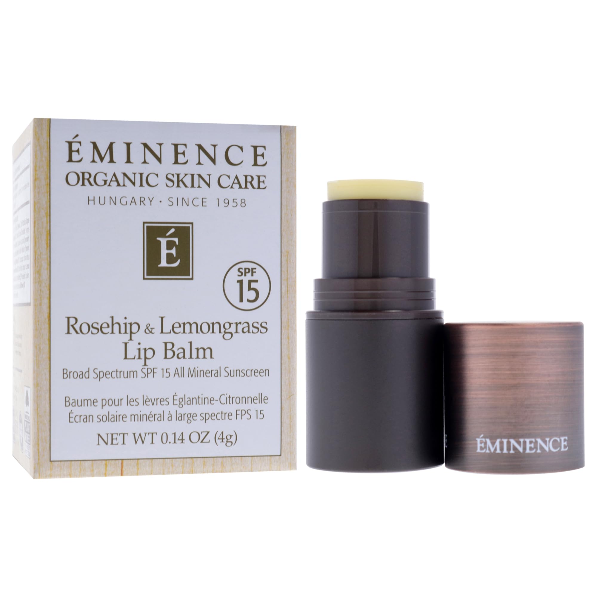 Eminence SPF15 lip balm protecting lips from sun exposure.