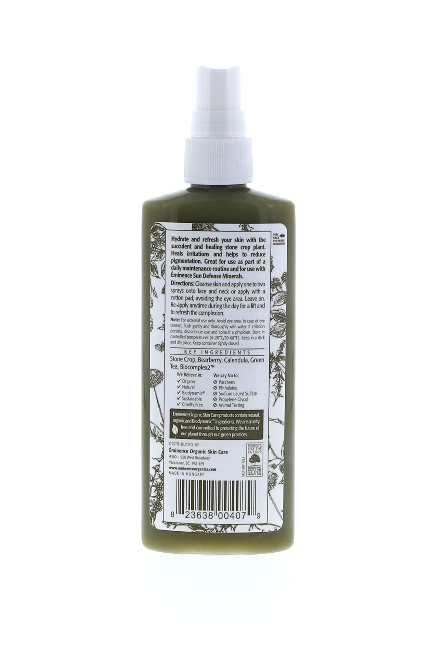 Eminence Stone Crop Hydrating Mist with droplets suggests instant hydration.