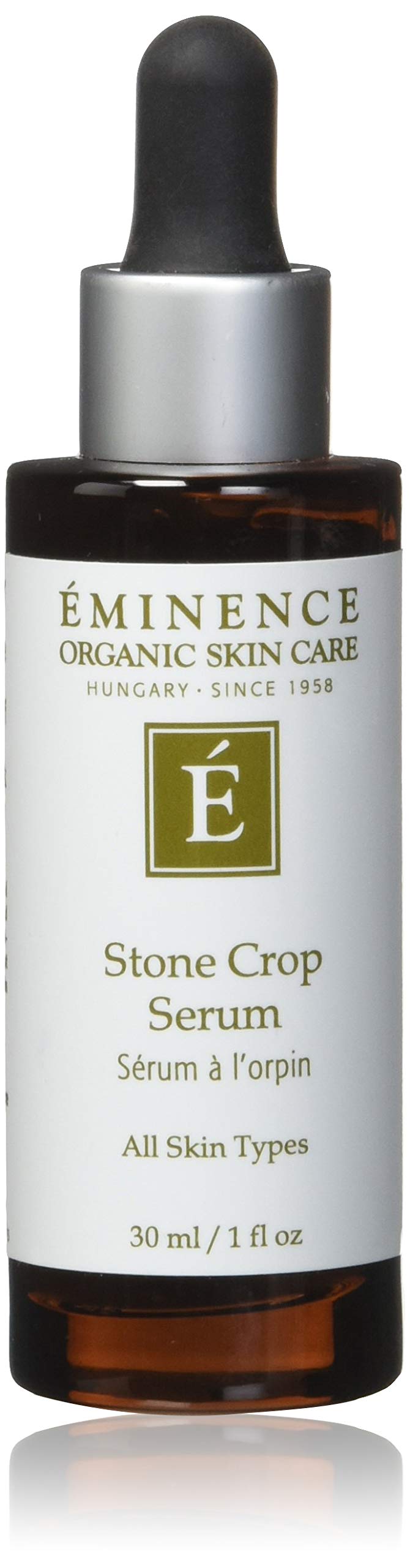Eminence Stone Crop Serum bottle demonstrates a lightweight hydration for sensitive skin.