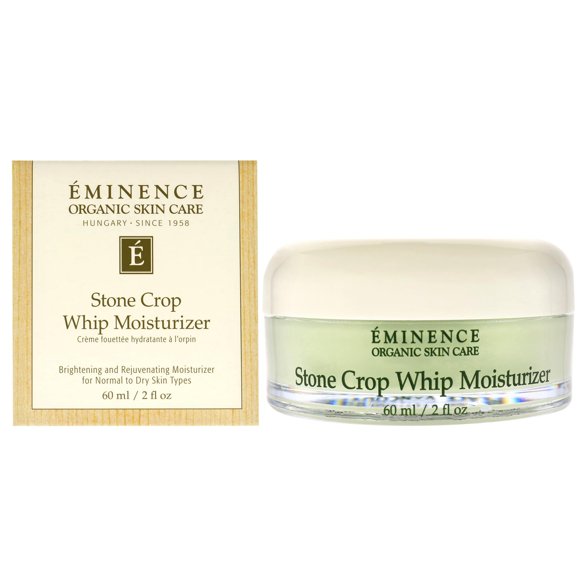 Eminence Stone Crop Whip Moisturizer bottle pour delivers hydration for radiant skin.