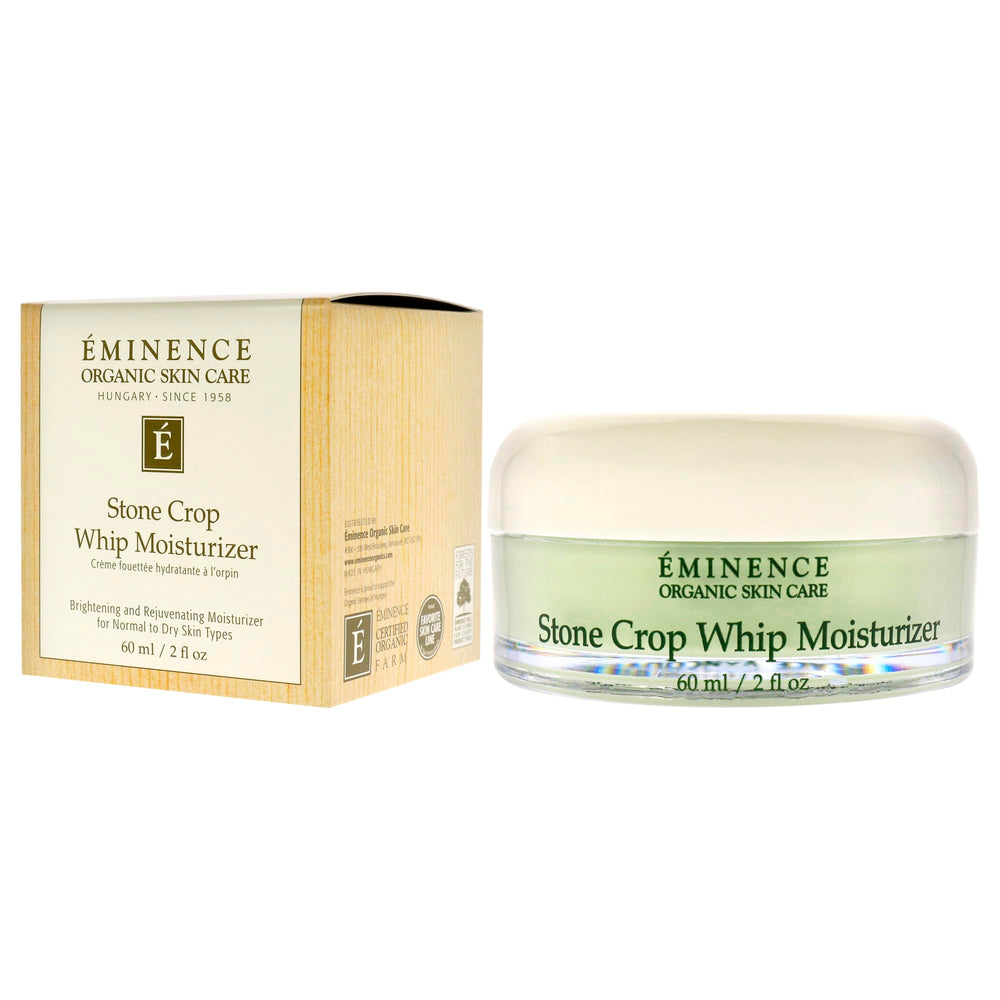 Eminence Stone Crop Whip Moisturizer packaging highlights US origin and natural ingredients.