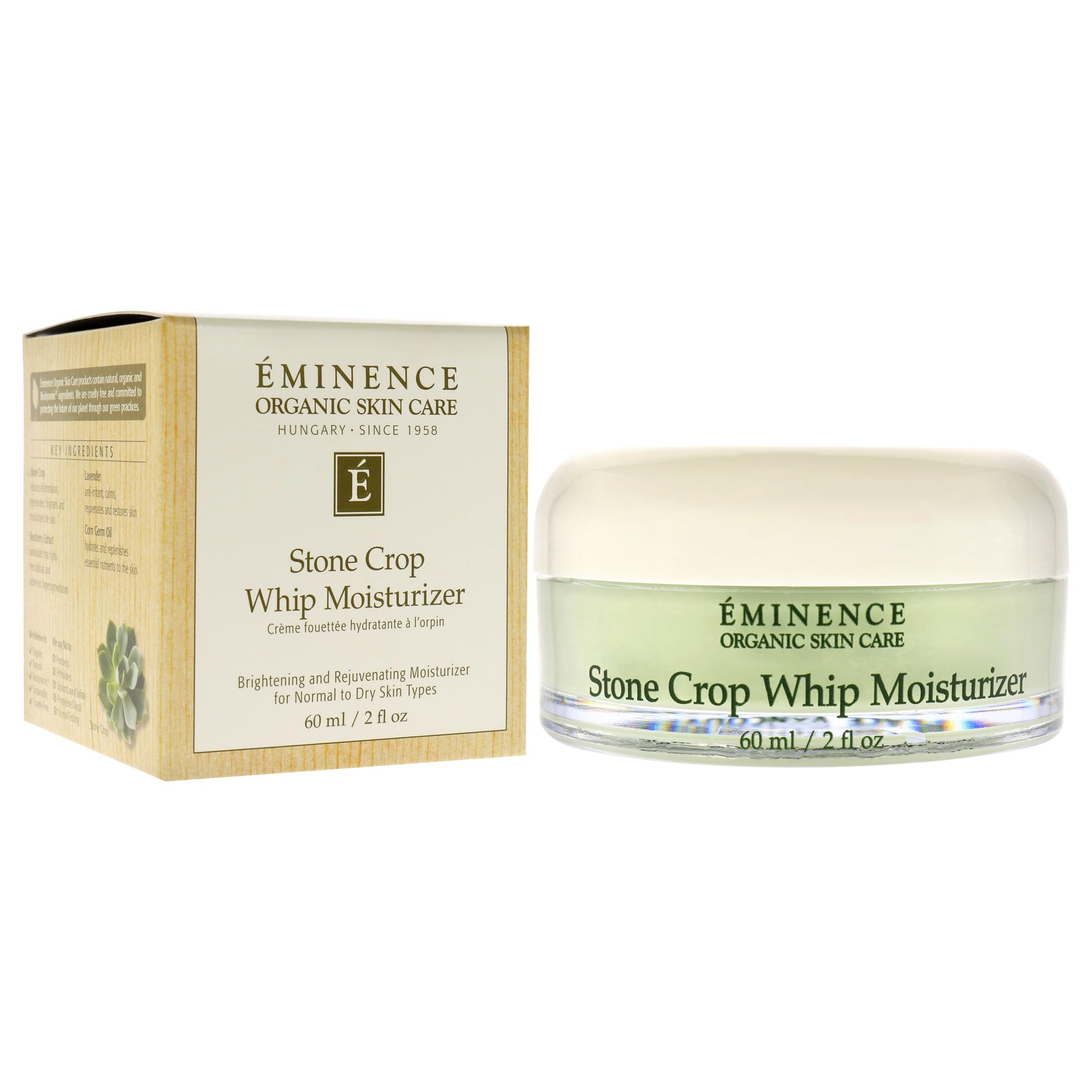 Eminence Stone Crop Whip Moisturizer swatch demonstrates smoothing on uneven tone and glow.