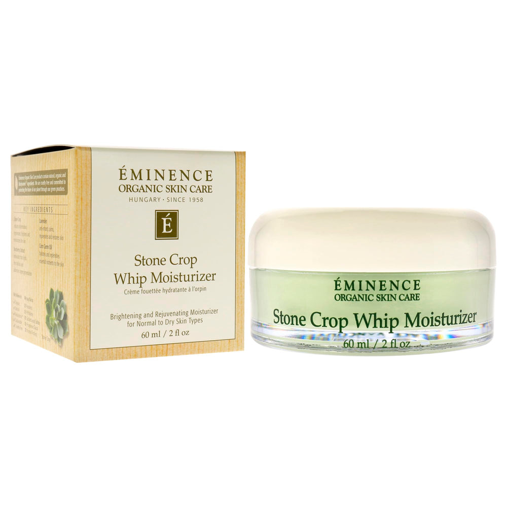Eminence Stone Crop Whip Moisturizer swatch demonstrates smoothing on uneven tone and glow.