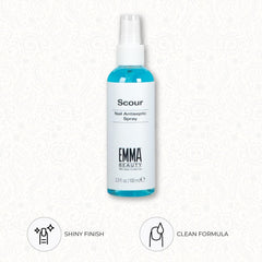 EMMA Beauty Scour Gel Polish Residue Remover for clean brushes.