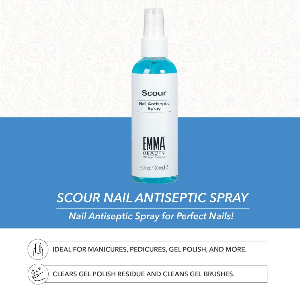 EMMA Beauty Scour Nail Bed Cleanser delivers high shine without residue.