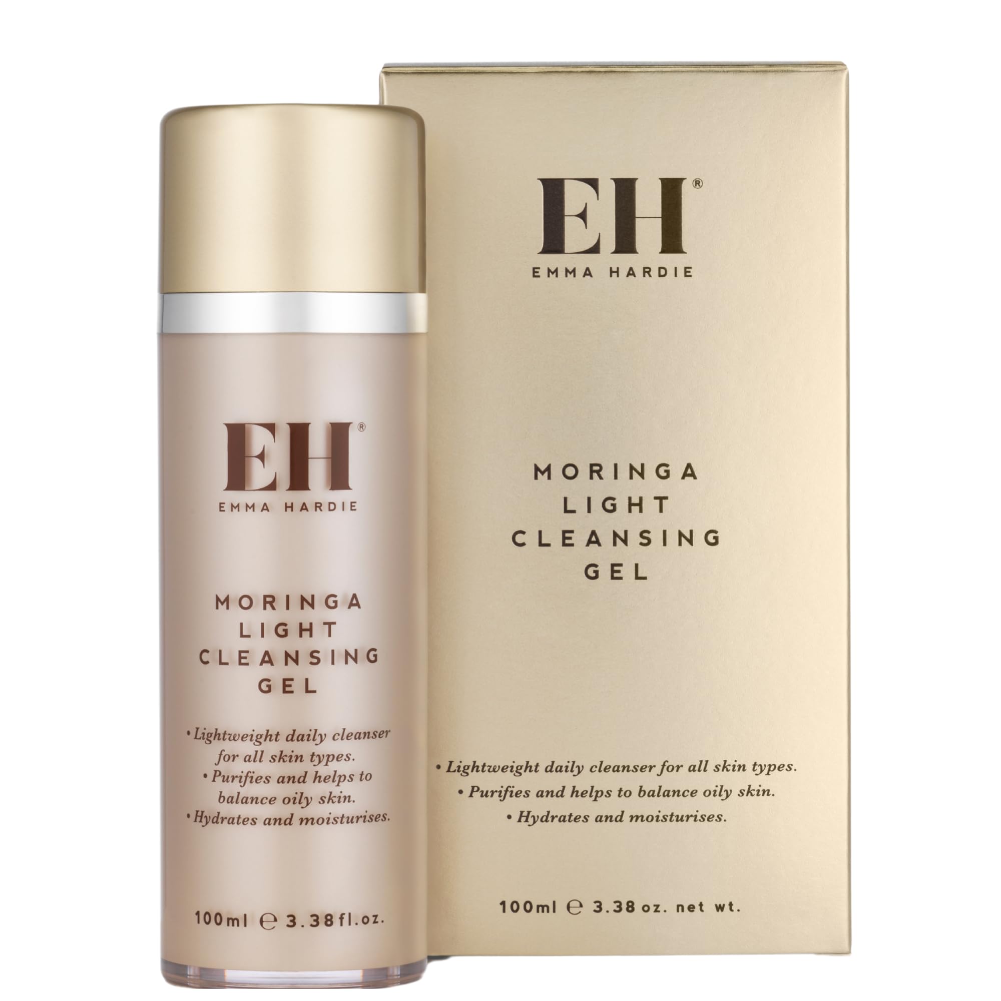 Emma Hardie Moringa Light Cleansing Gel bottle pump for daily cleansing and purification