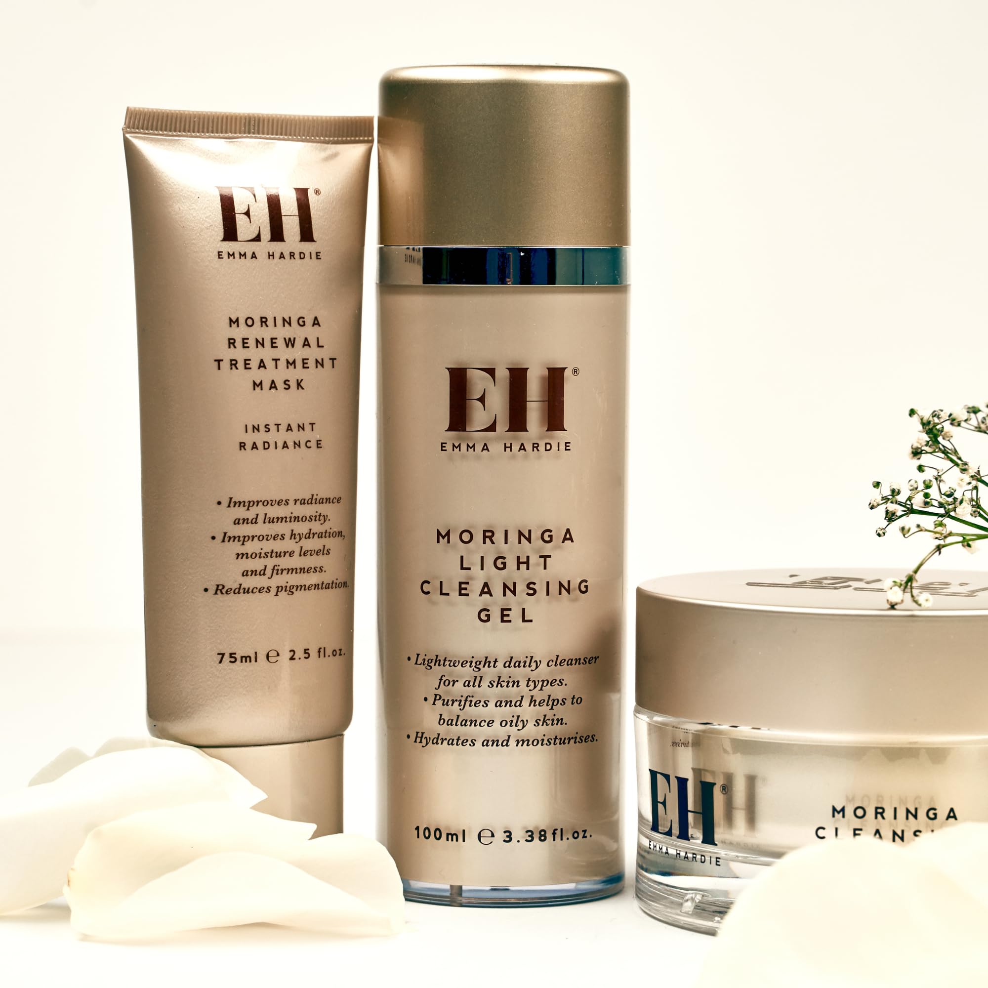 Rinsing off the gel to reveal clean, hydrated skin