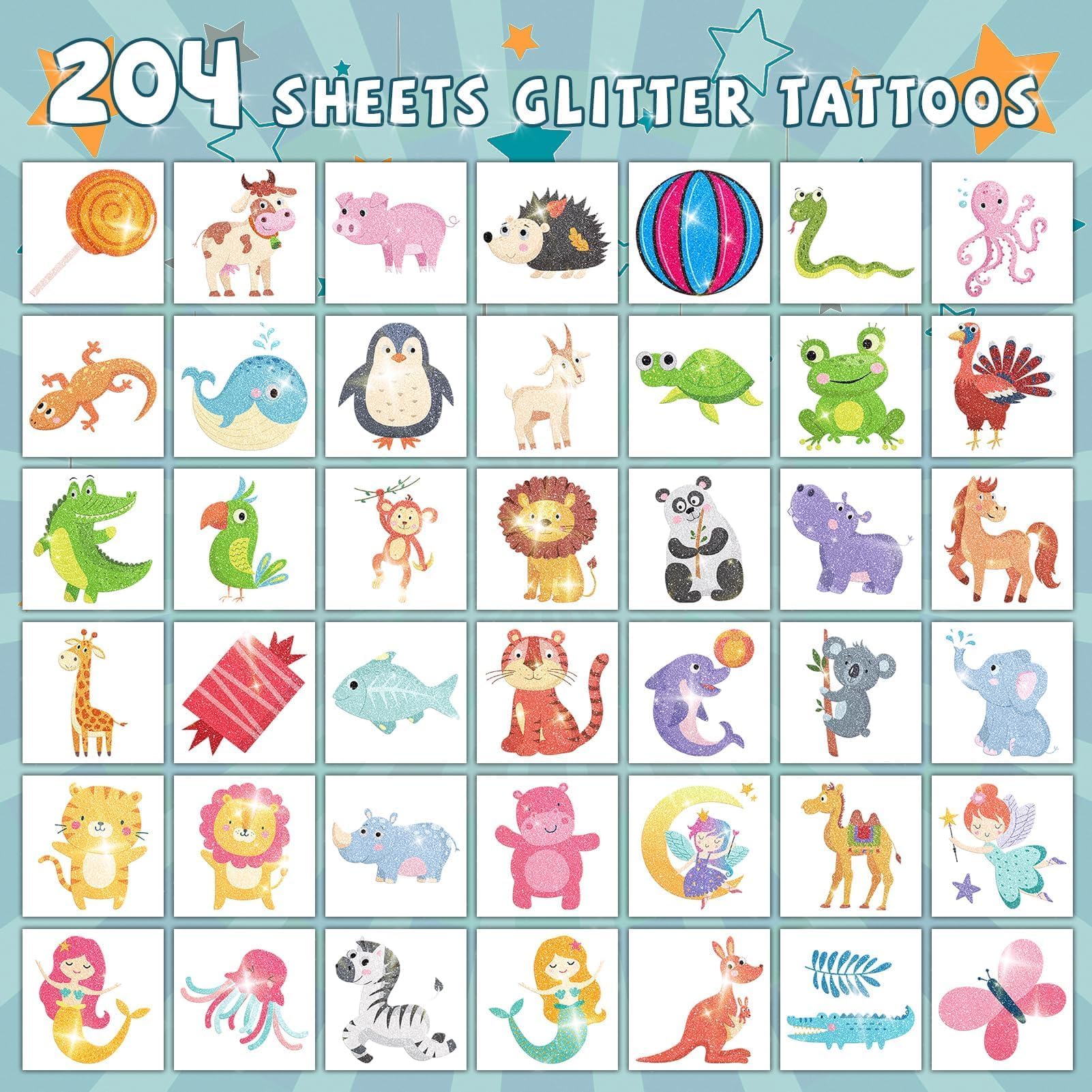 EMOME mermaid glitter tattoos for playful dress-up and gifts