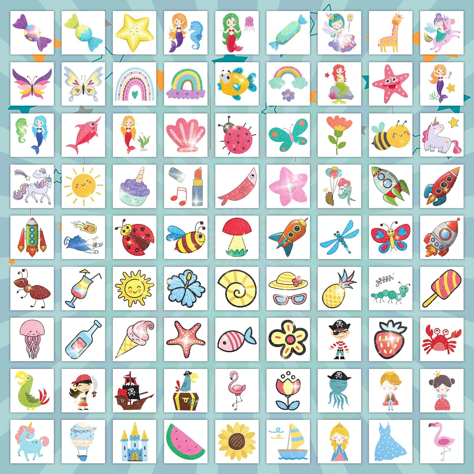 EMOME sea creatures glitter tattoos for imagination and play