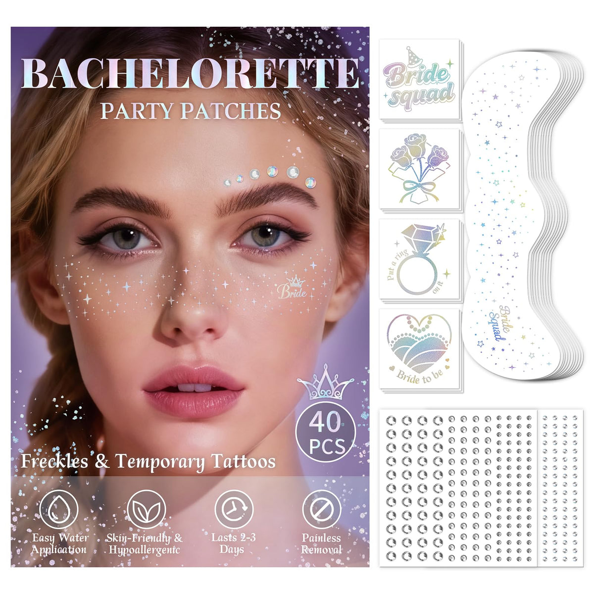 EMOME iridescent freckles set for festive party looks with rainbow shimmer