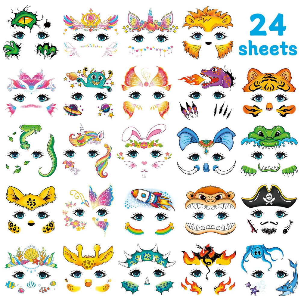 EMOME face tattoos animal theme designs ideal for easy party makeup
