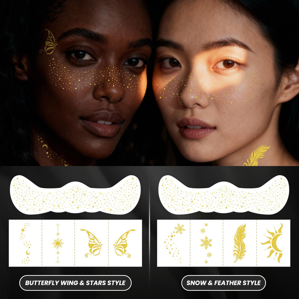 EMOME gold-foil freckles brighten and sculpt the face on camera