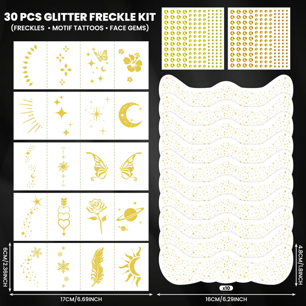 EMOME classic gold freckle tattoos highlight natural features with shimmer