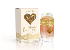 Emper Arabia Emotion bottle with candied lemon notes for vibrant, confident daytime wear