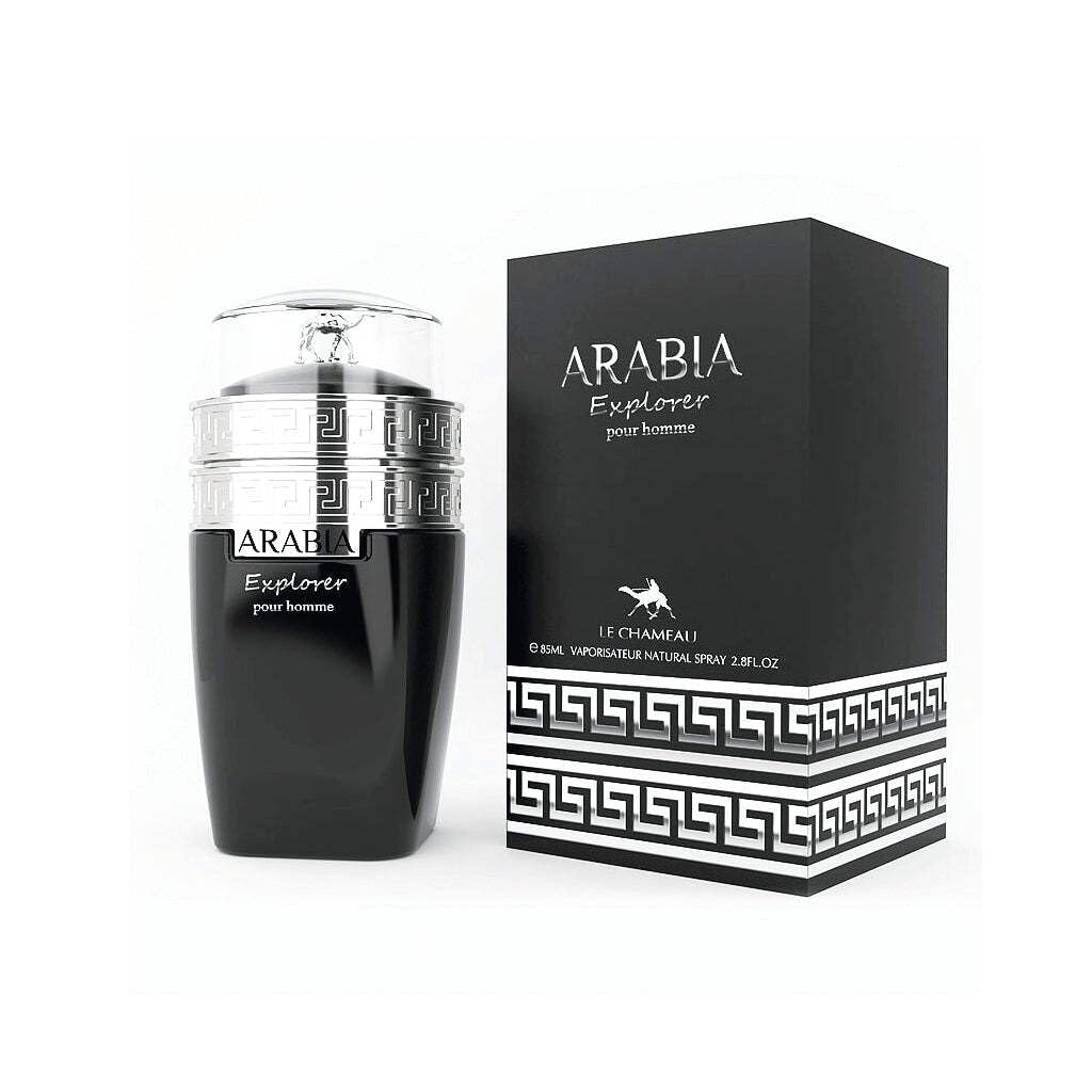 Emper Le Chameau Arabia Explorer bottle on a dresser in warm light