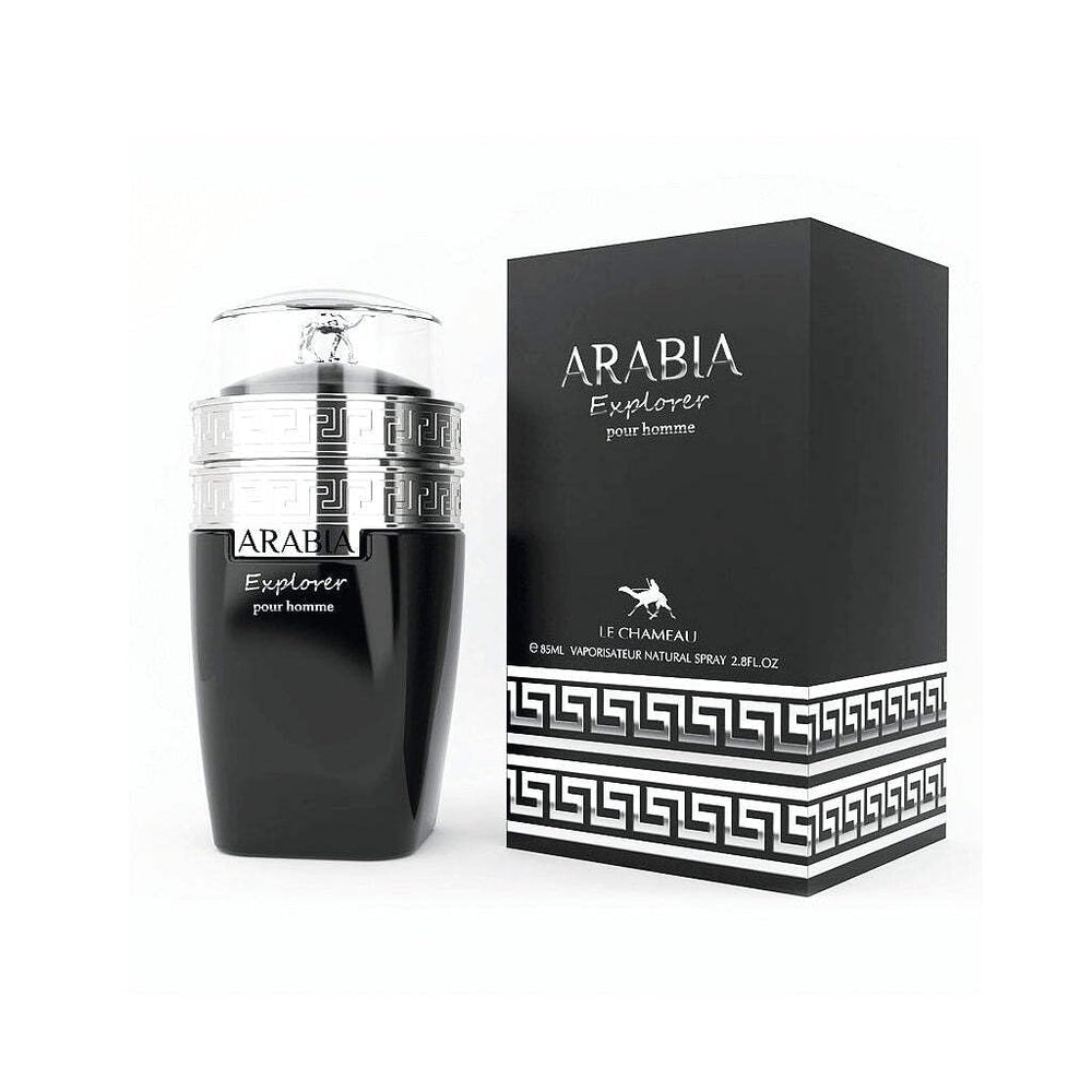 Emper Le Chameau Arabia Explorer bottle on a dresser in warm light