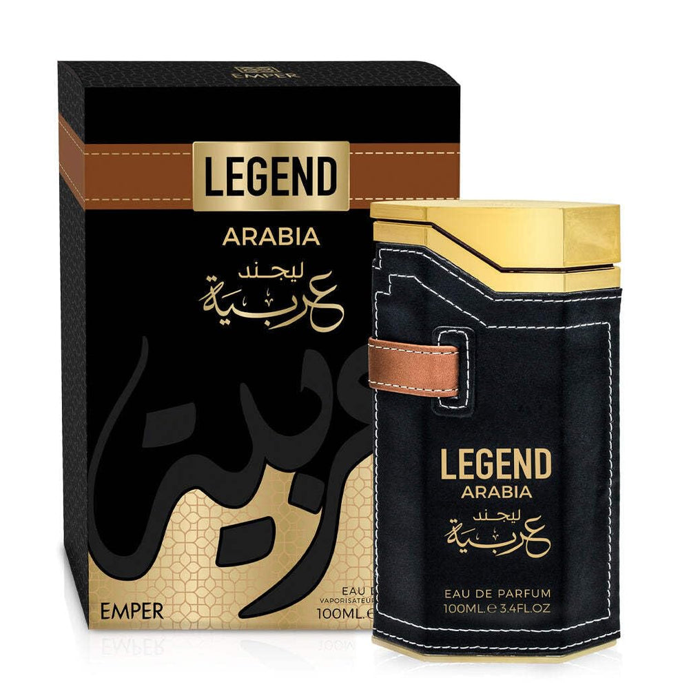 Emper Legend Arabia packaging closeup highlights luxurious presentation ideal for gifting.