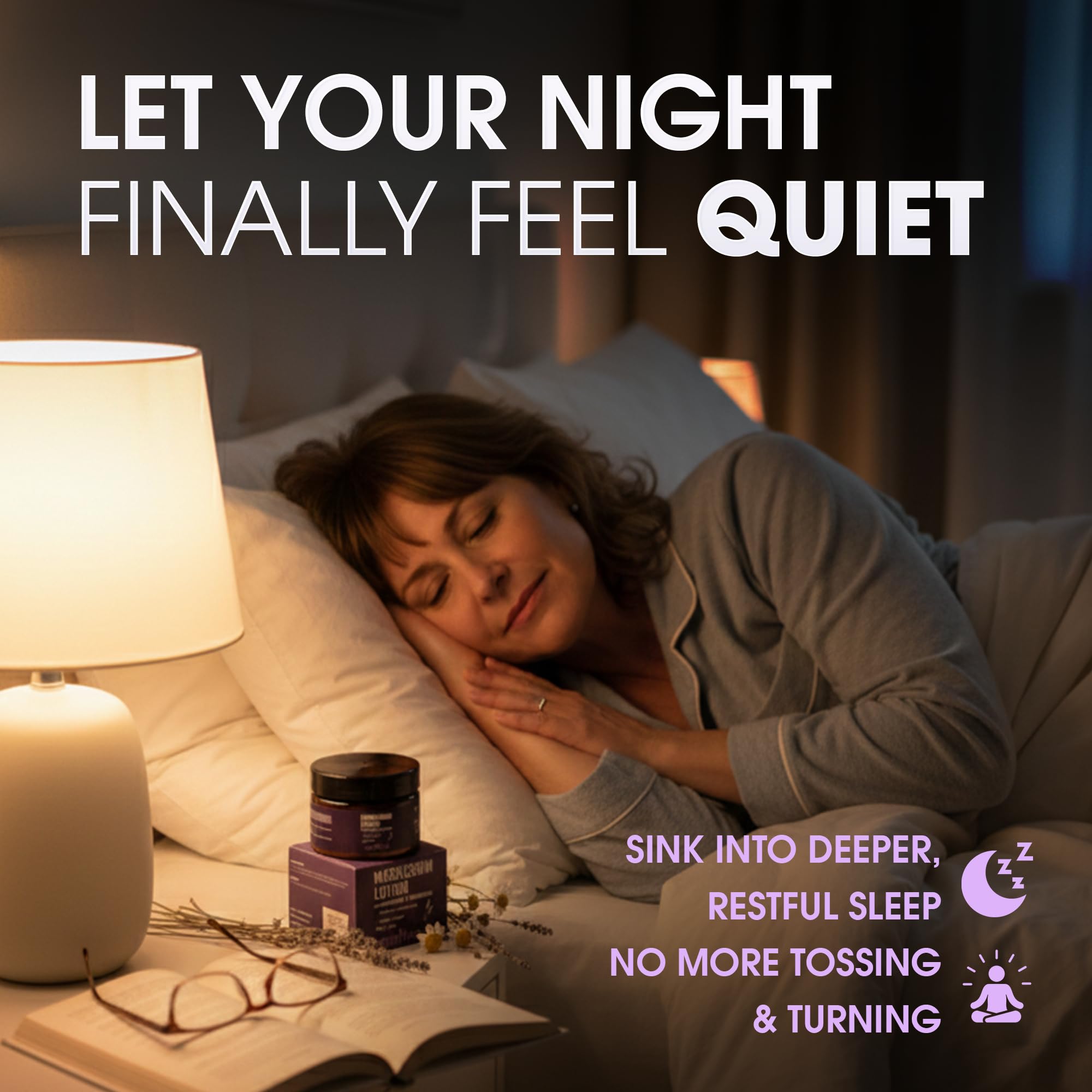 EMPURA lavender aroma scene evokes relaxation before sleep.