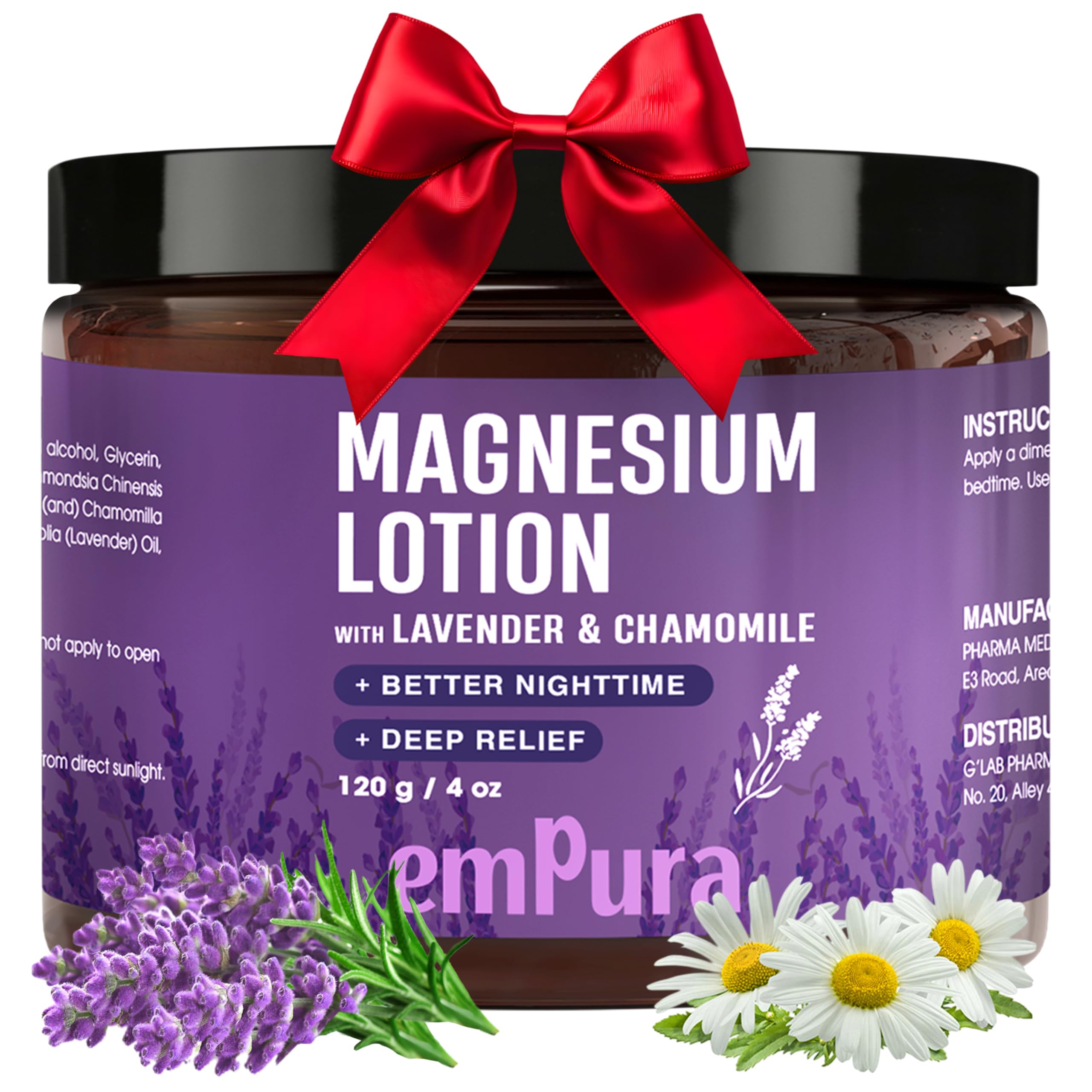 EMPURA Lavender Magnesium Lotion bottle ready for a calming bedtime ritual.