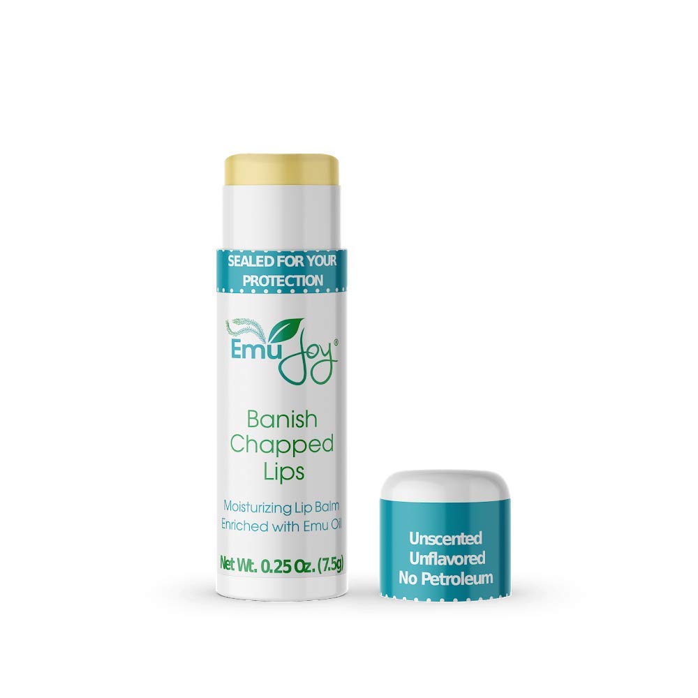 Emu Joy lip balm in an unflavored tube for natural hydration on the go.