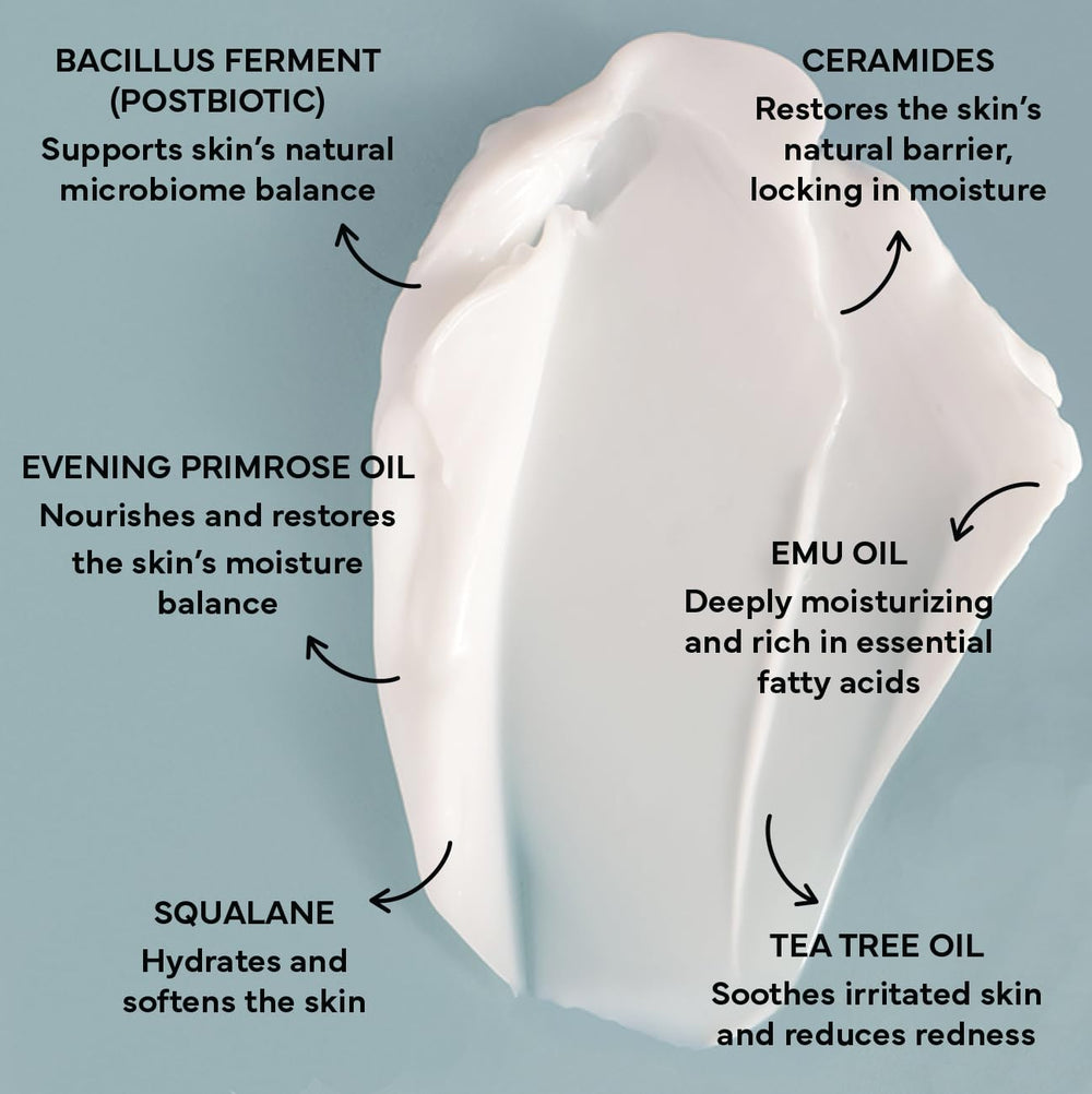 Closeup of the cream texture from Emuaid Barrier Repair Cream for hydration.