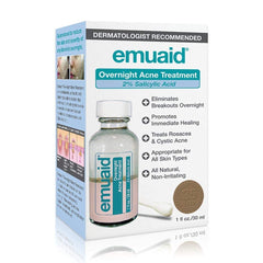 Emuaid Overnight Acne Treatment bottle front view for clearer skin support.